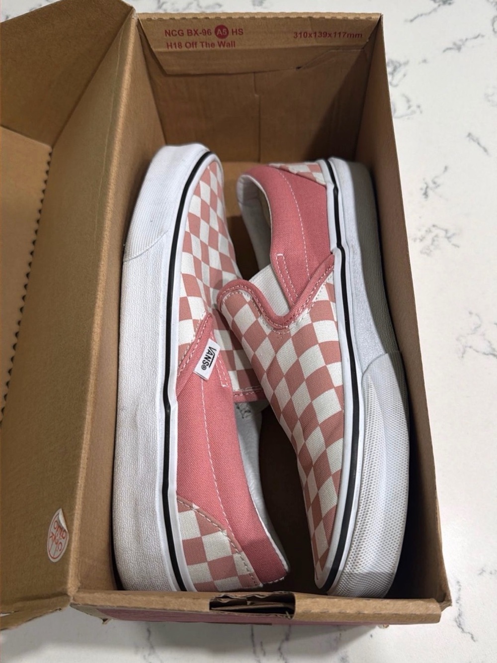 Vans Women’s Slip-On Checkerboard Sneakers - Rose/White - Picture 2 of 5